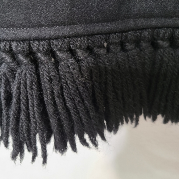 Vintage 70s Black Wool Maxi Skirt with Tassel Trim - Picture 4 of 6